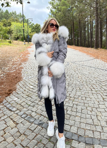 Black Parka with Silver Fur (Long)