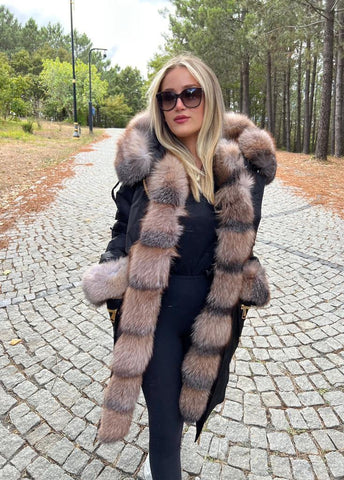 Camo Parka with Champagne Fur  (Long)