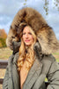 Aspen - Khaki Padded Coat with Natural Fur