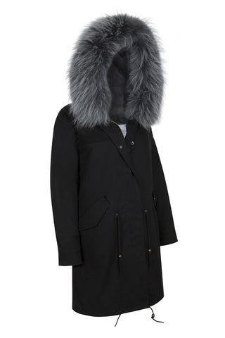 Khaki Parka with Black Fur (Long)