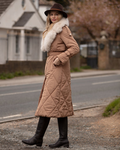 Khaki Parka with Black Faux Lining and Hood (Long)